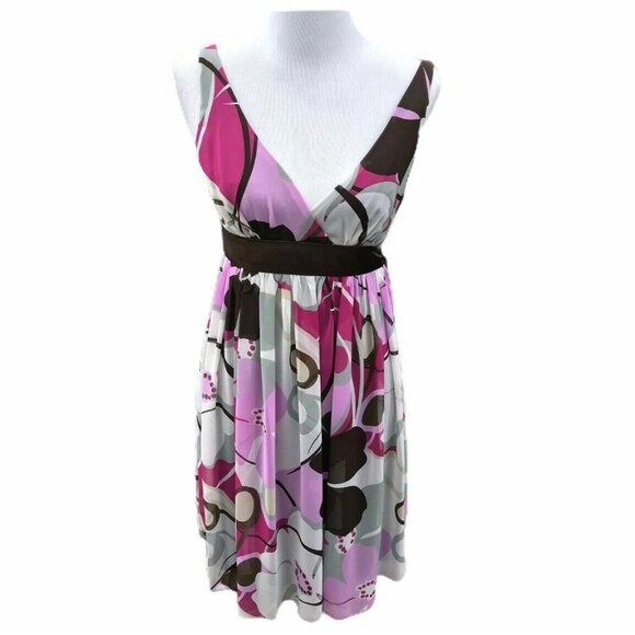 Trixxi Dresses & Skirts - Trixxi Empire Dress Women's Size 3 Surplice Purple Brown Floral Slvls Tie New